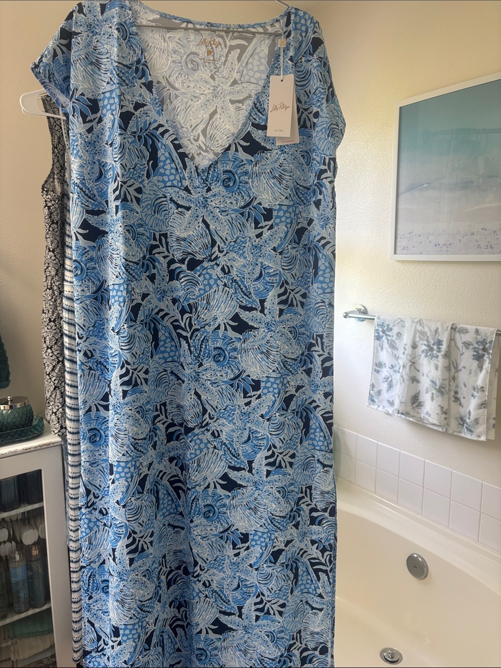 Lilly Pulitzer NWT Talli Maxi Dress Coastal Constellation Bonaire Blue V-Neck L - Picture 1 of 6